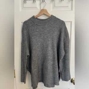 H&M Gray Cowl Neck Sweater with Ribbed Knit